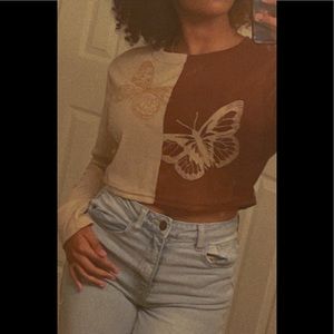 Half and half butterfly crop top